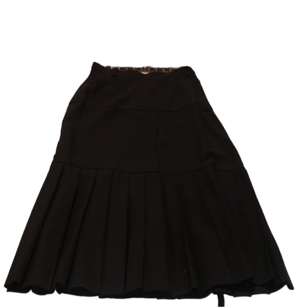 Salvatore  Ferragamo size 42 black Gorgeous 100% wool maxi skirt 12” slit